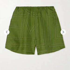 Toteme Silk Monogram Shorts - Green